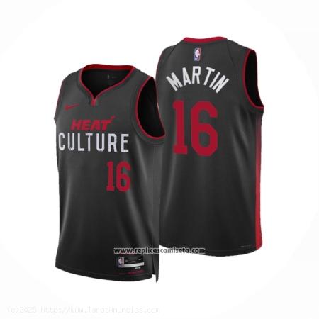  Camiseta Miami Heat Caleb Martin #16 Ciudad 2023-24 Negro 