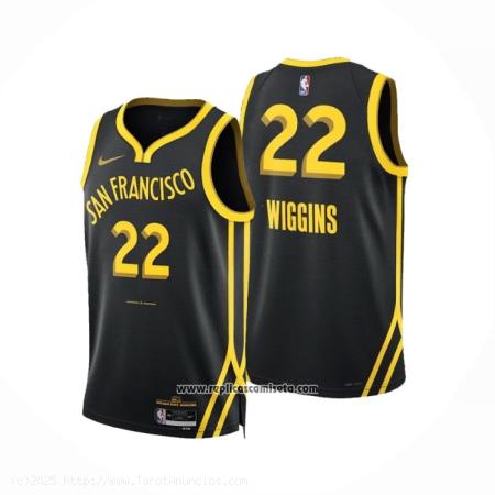  Camiseta Golden State Warriors Andrew Wiggins #22 Ciudad 2023-24 Negro 