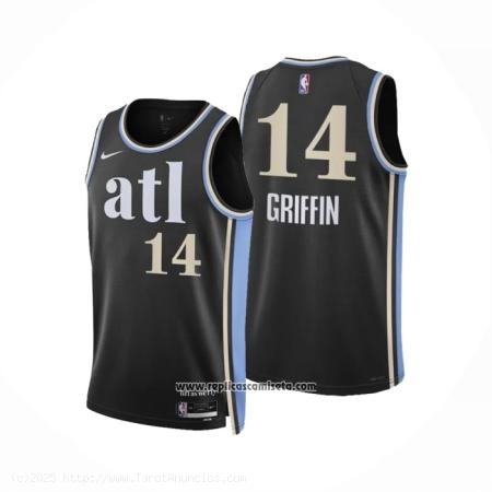  Camiseta Atlanta Hawks Aj Griffin #14 Ciudad 2023-24 Negro 