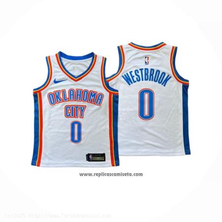  Camiseta Nino Oklahoma City Thunder Russell Westbrook #0 Association 2024-25 Blanco 